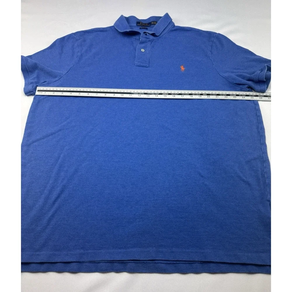 Ralph Lauren Polo Shirt‎ Mens XXL Classic Fit Blue Red Pony Pocket SS